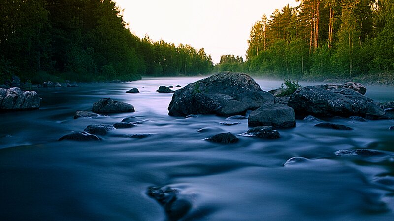 River with Rocks — Blue, Serene