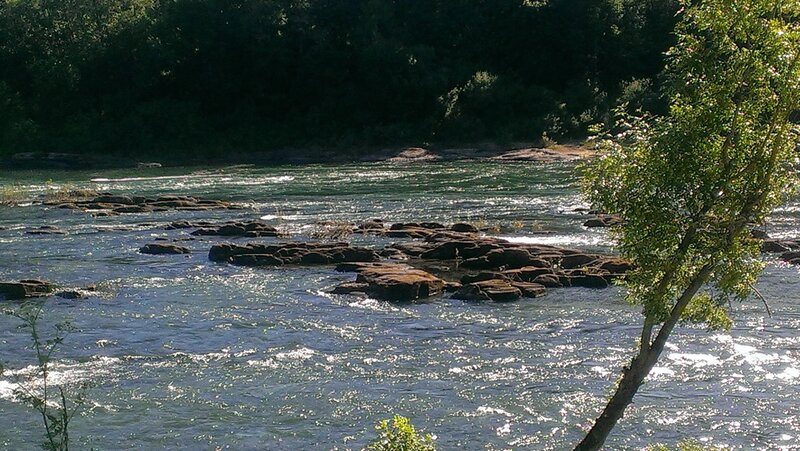 River with Rocks — Green, Serene