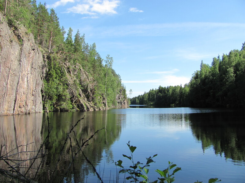 River with Rocky Cliffs — Blue