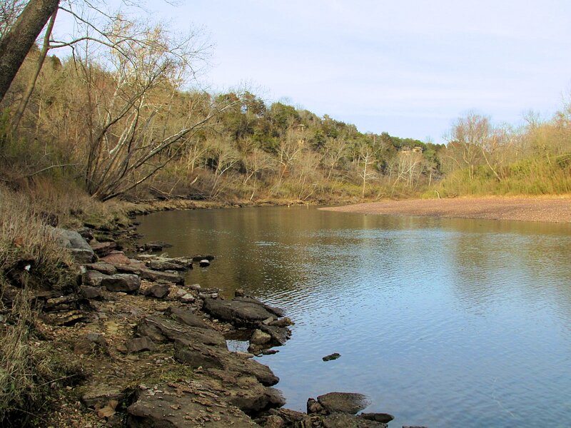 River with Rocky Shore — Blue, Calm, Autumn