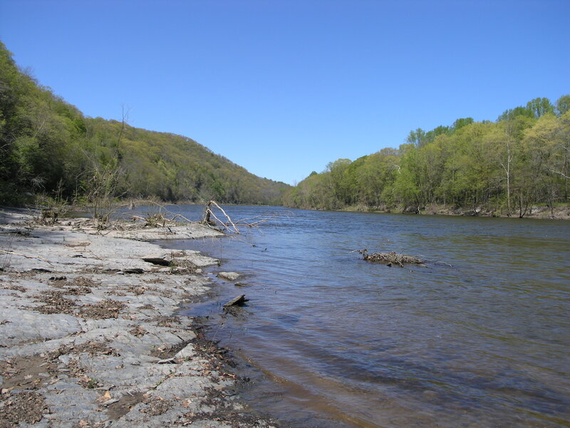 River with Rocky Shore — Blue