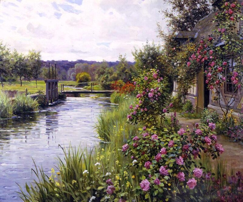 River with Rose Bushes