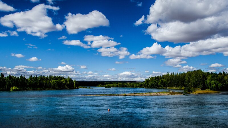 River with Sandbar — Blue