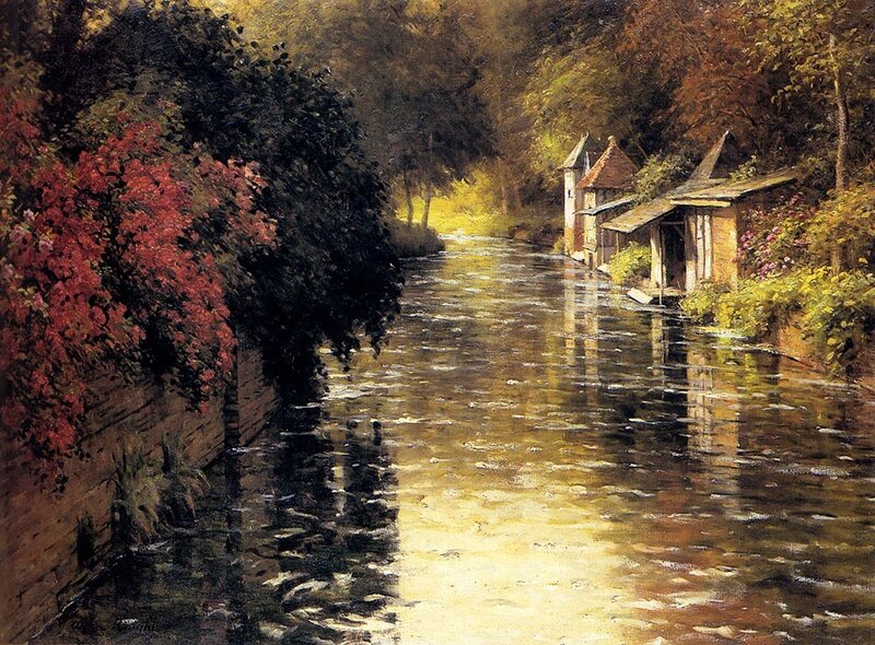 River with Small Houses