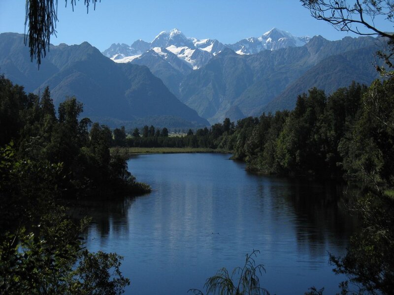 River with Snow-capped Mountains — Blue