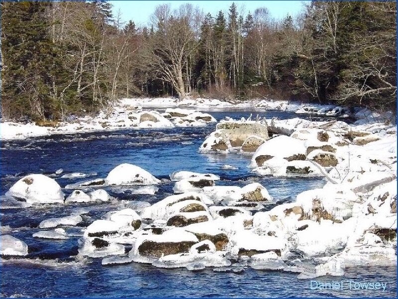 River with snow-covered rocks