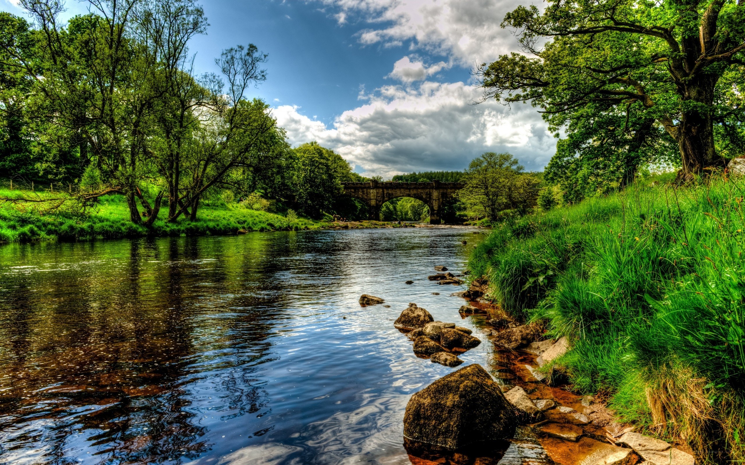 River with stone bridge