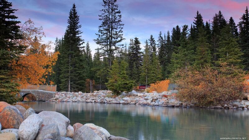 River with Stone Bridge — Blue, Serene, Sunset