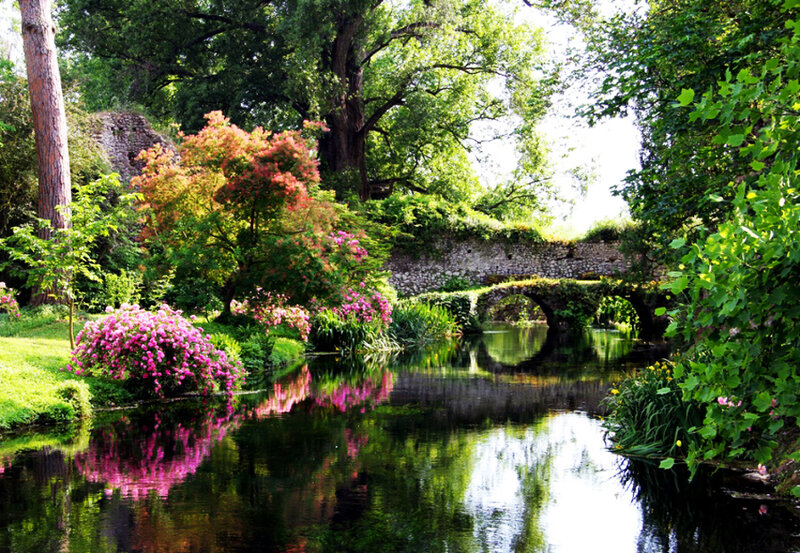 River with Stone Bridge — Green, Serene