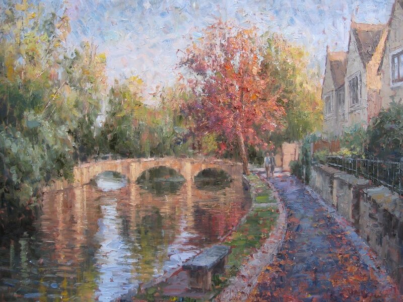 River with Stone Bridge — Green
