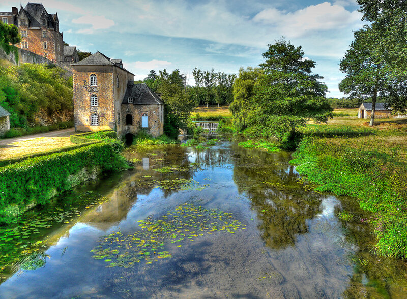 River with Stone Buildings