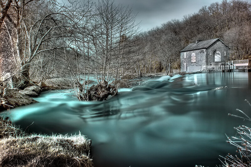River with stone mill