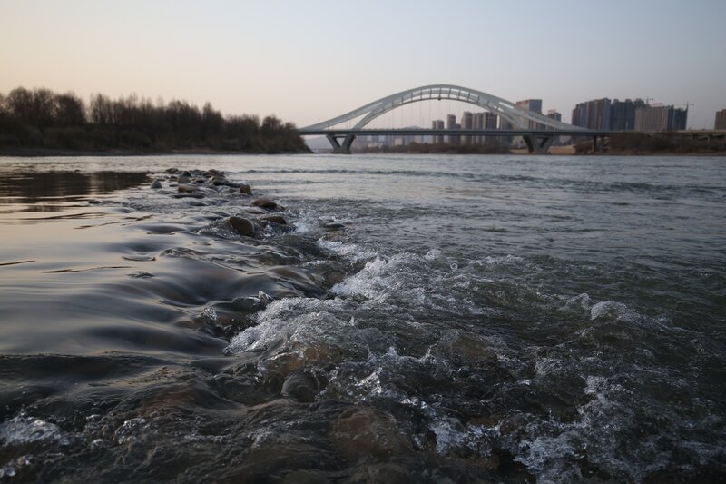 River with Stone Path — Gray