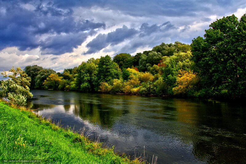 River with stormy sky