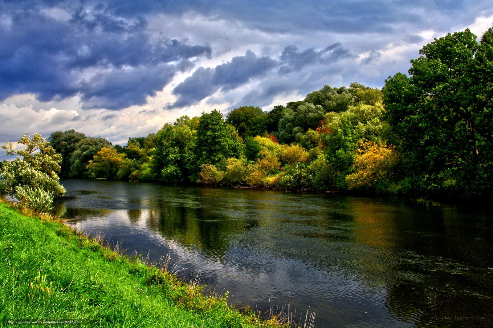 River with stormy sky