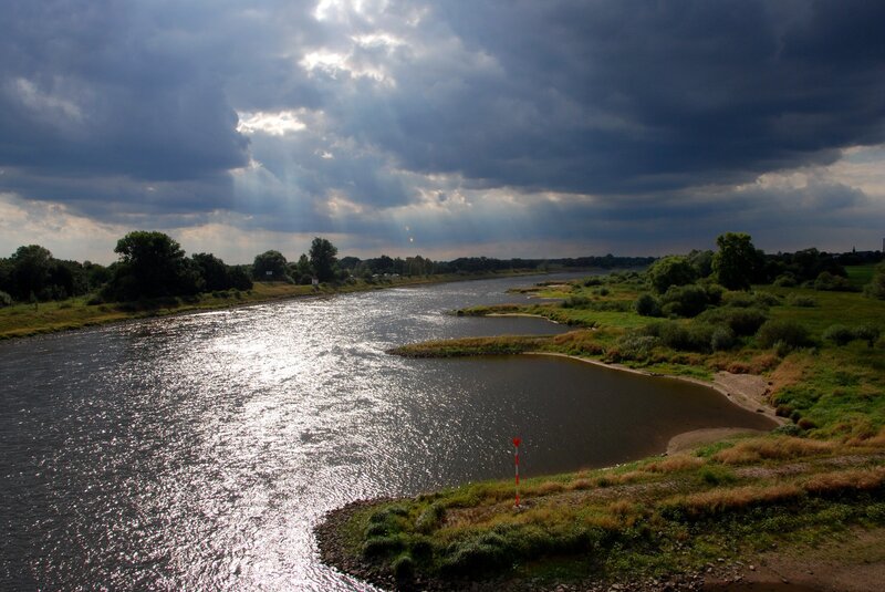 River with Sunbeams — Blue