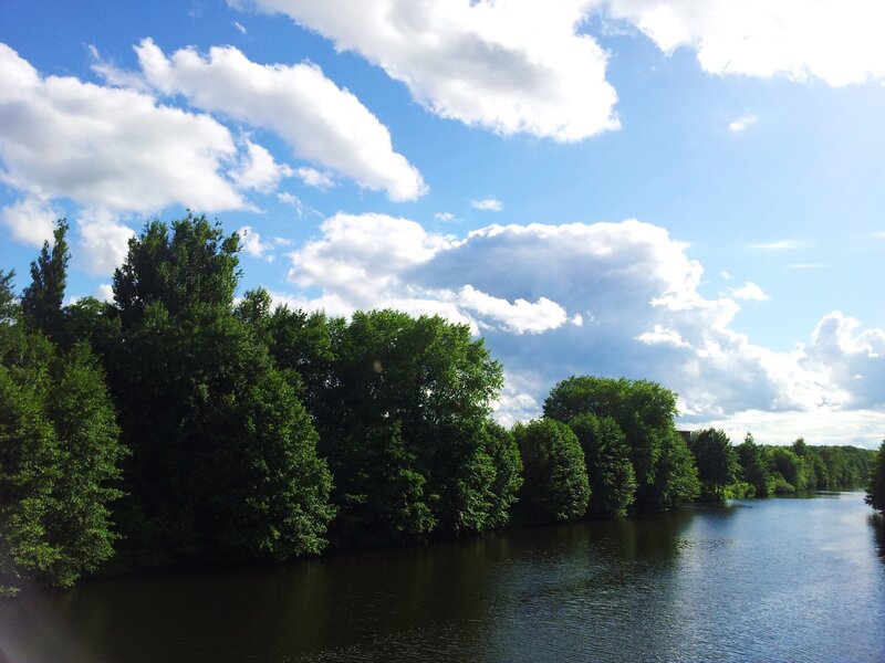 River with Trees — Blue, Serene, Afternoon, Photograph, Sky
