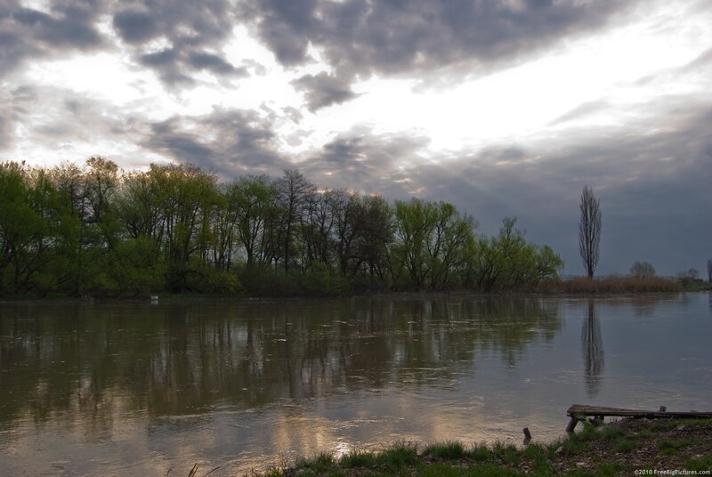 River with Trees — Green, Dramatic