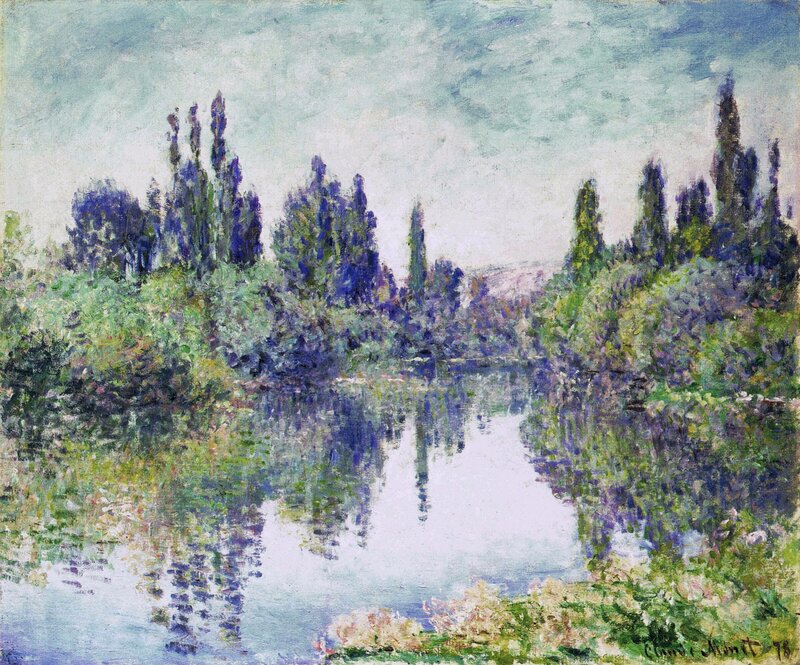 River with Trees — Green, Serene, Afternoon, Painting