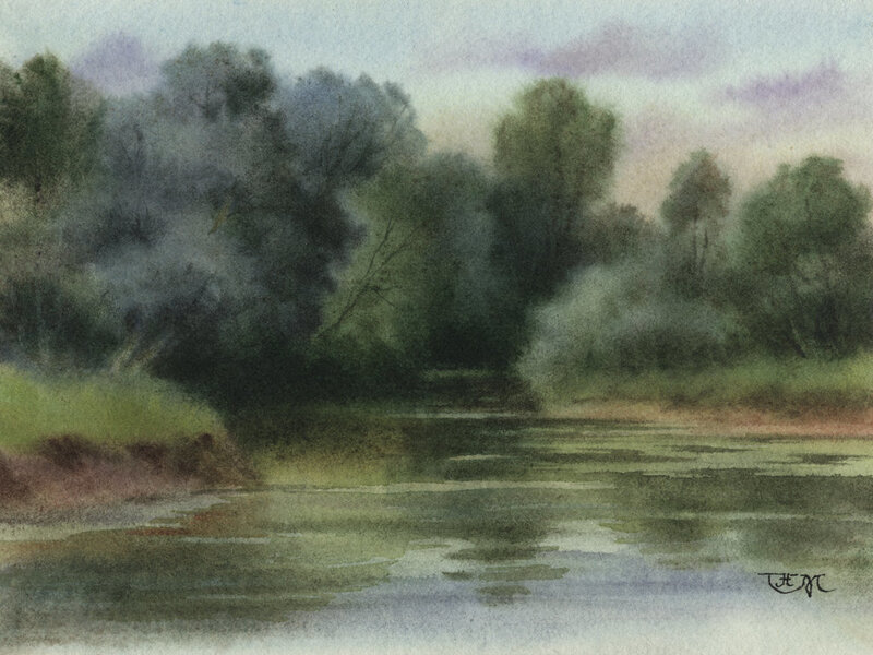 River with Trees — Green