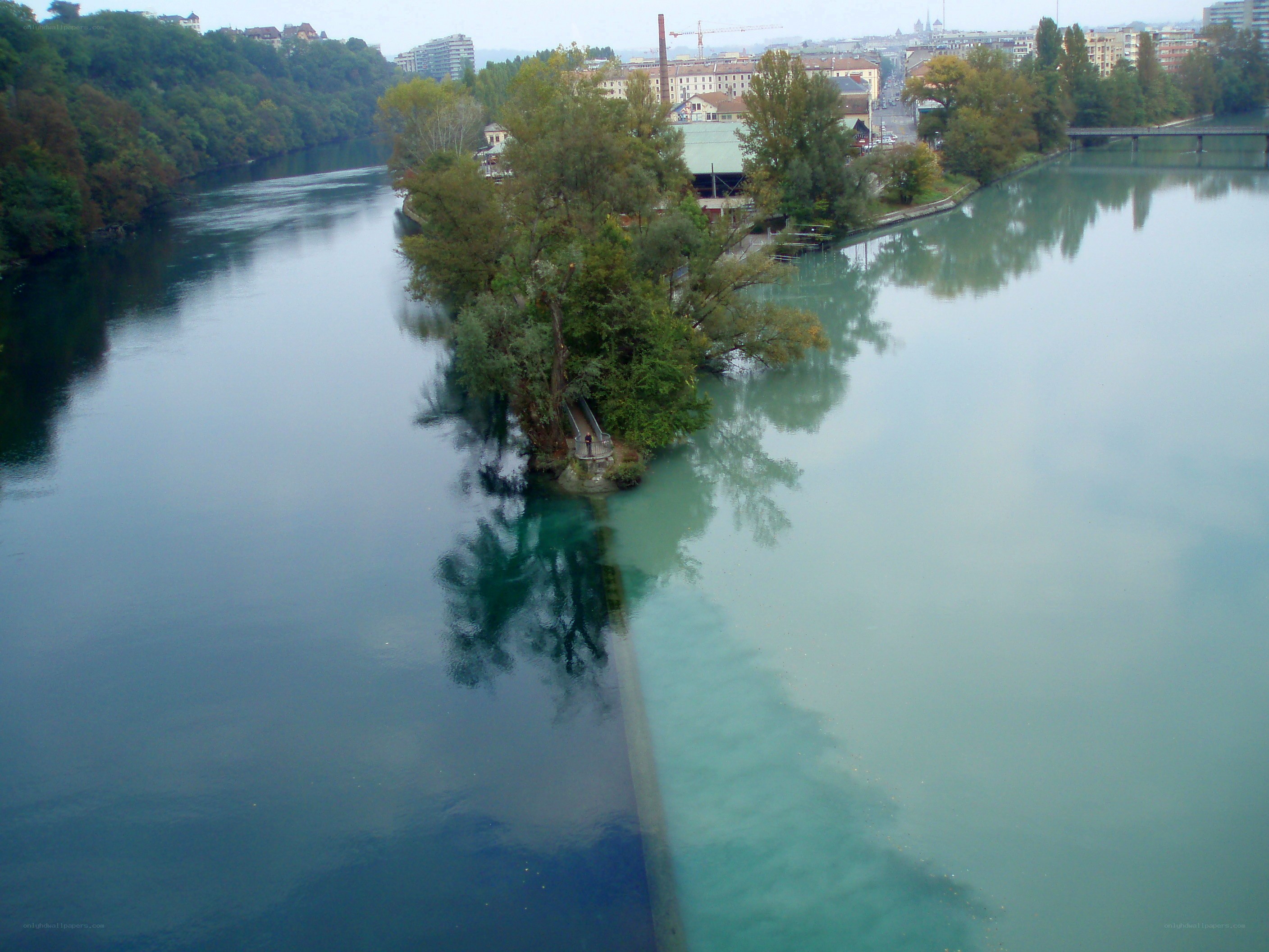 River with two colored waters