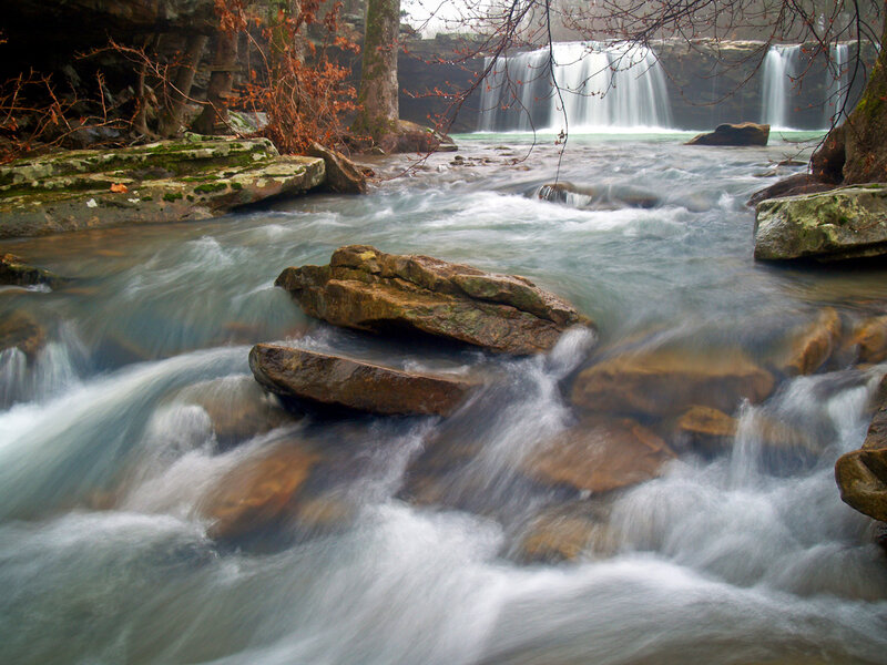 River with Waterfall — Blue, Serene, Autumn
