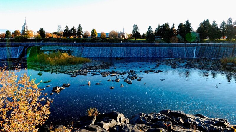 River with Waterfall Dam