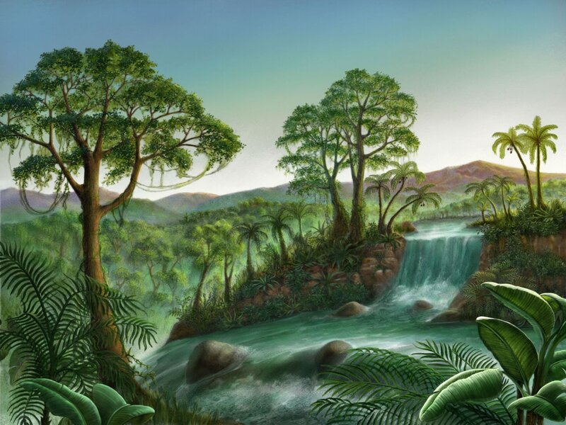River with Waterfall — Green, Serene, Afternoon