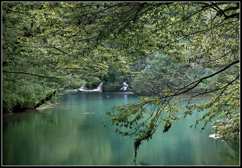 River with Waterfall — Green, Serene