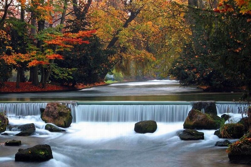 River with Waterfall — Green