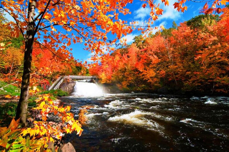 River with Waterfall — Orange, Serene