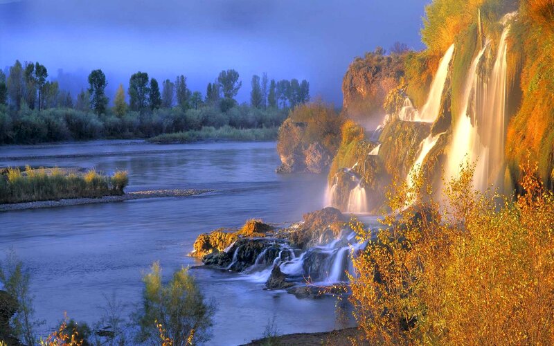 River with Waterfalls — Blue