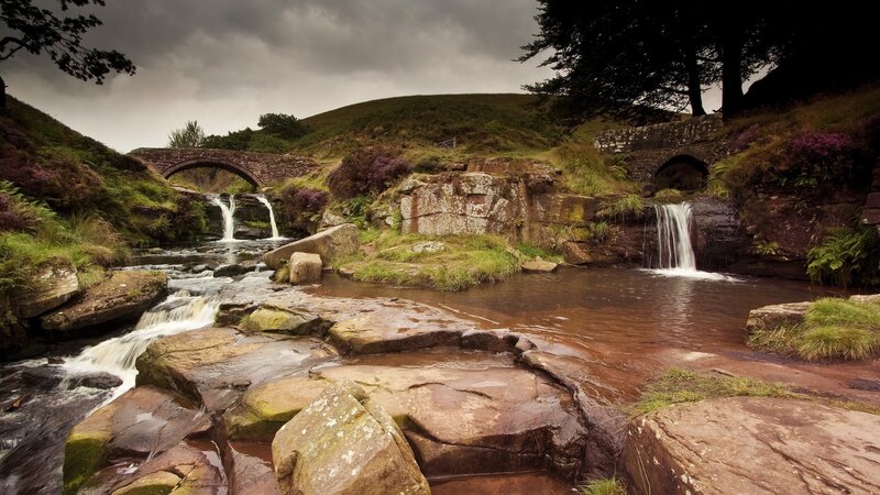 River with Waterfalls — Green, Dramatic, Photograph