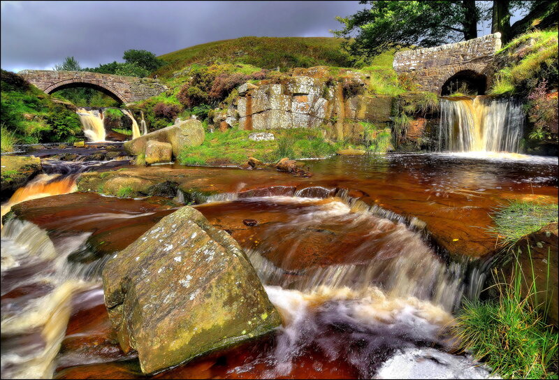 River with Waterfalls — Green, Dramatic