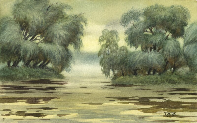 River with Weeping Willows