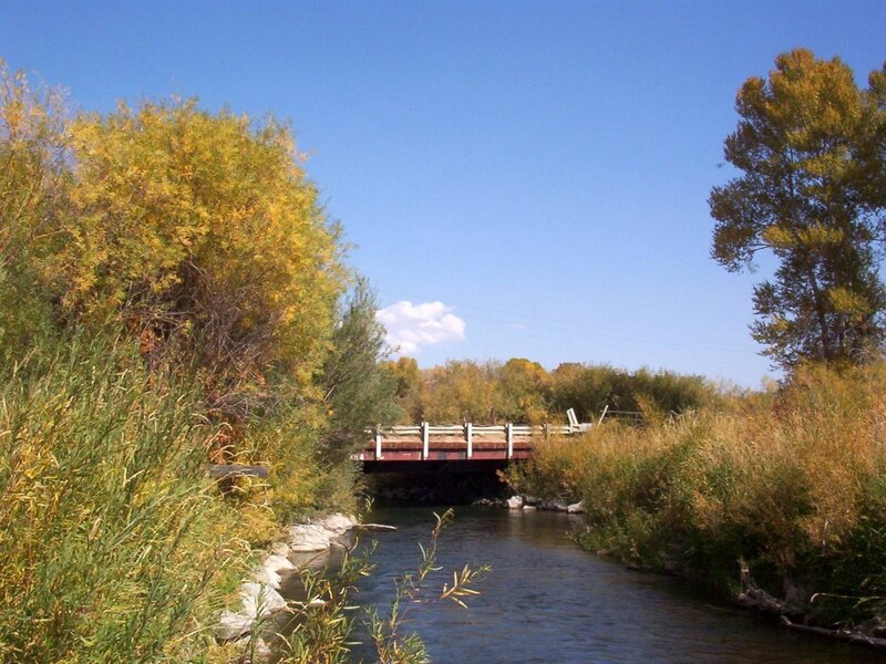River with Wooden Bridge — Blue