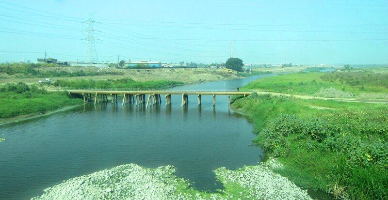 River with Wooden Bridge — Green, Calm