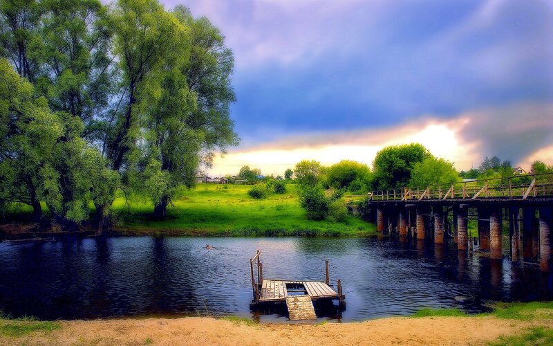 River with Wooden Dock