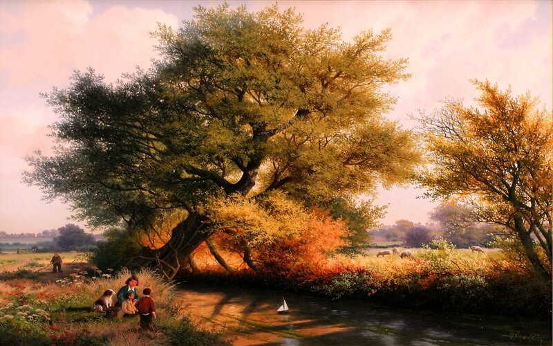 Riverbank family scene