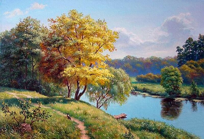 Riverbank with Autumn Tree