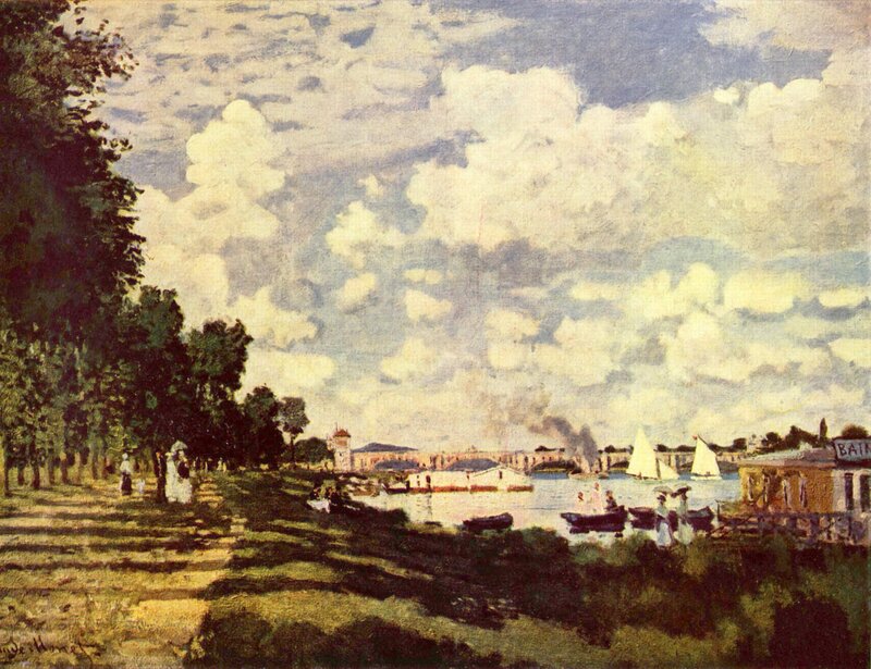 Riverbank with Boats and Trees