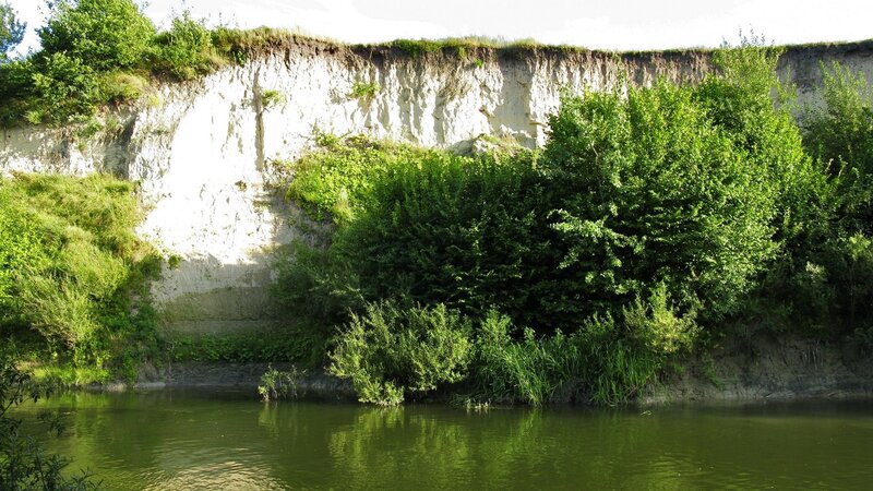 Riverbank with chalk cliff