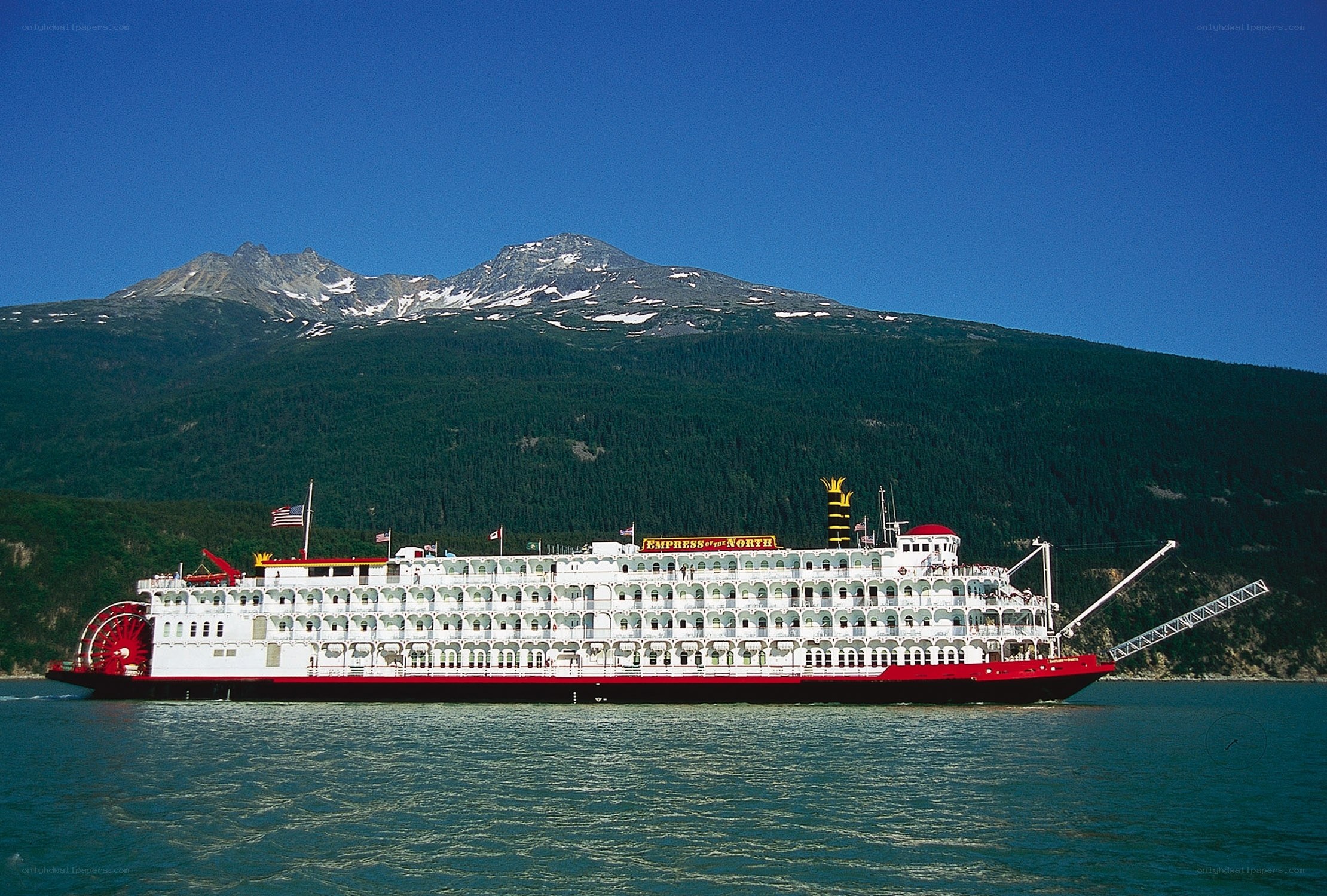 Riverboat on a mountain lake