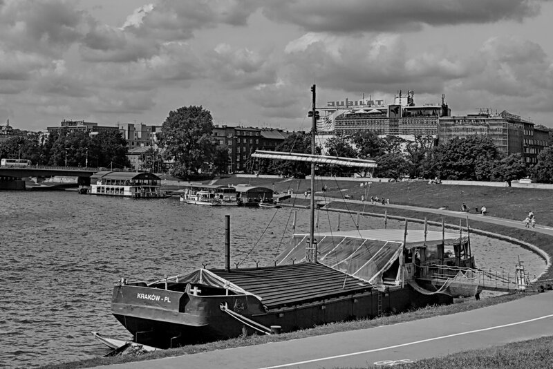 Riverboat on Riverbank — Black