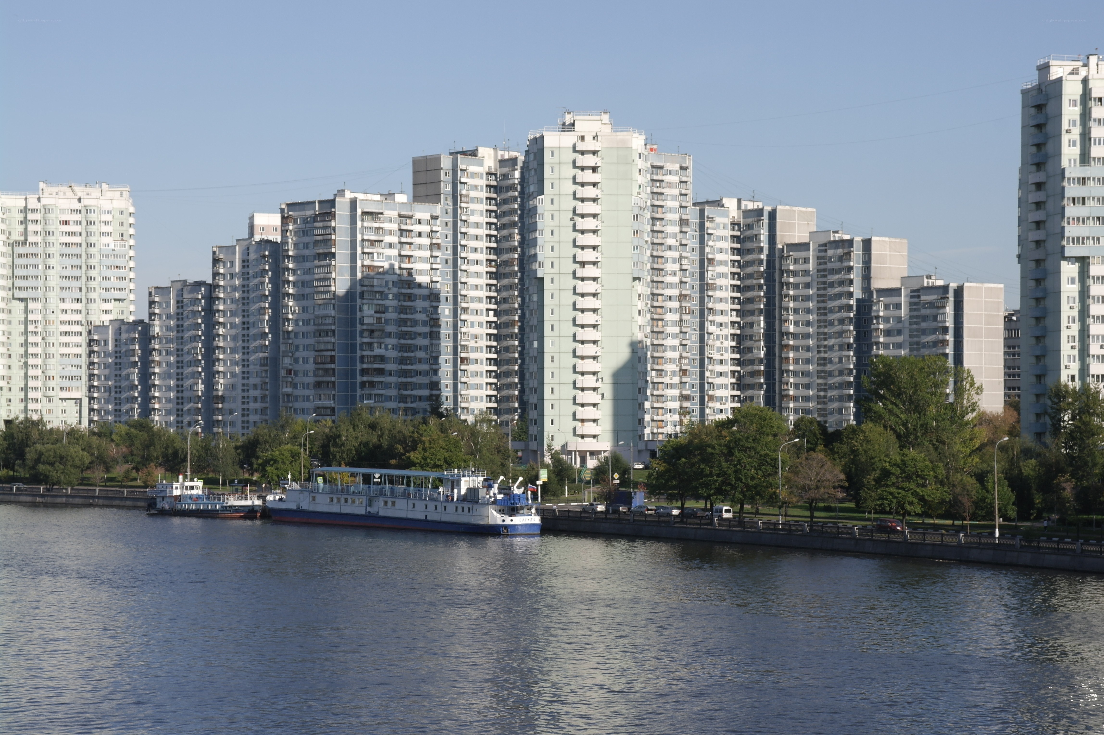 Riverfront apartment buildings