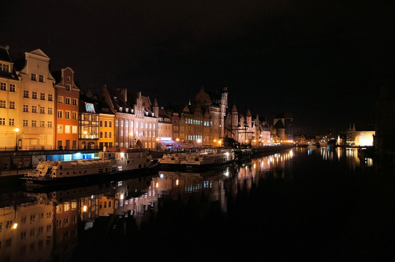 Riverfront Buildings at Night