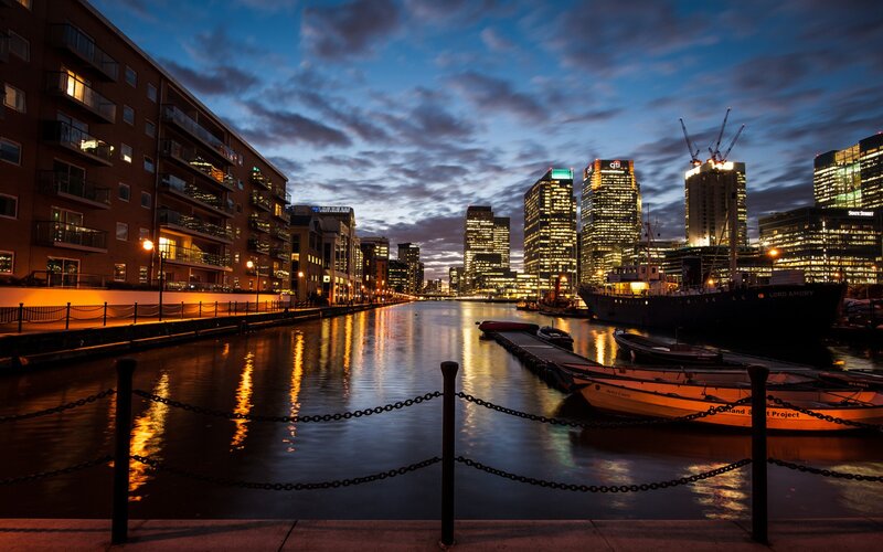 Riverfront City Skyline