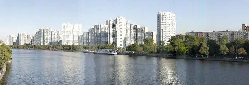 Riverfront cityscape with high-rises