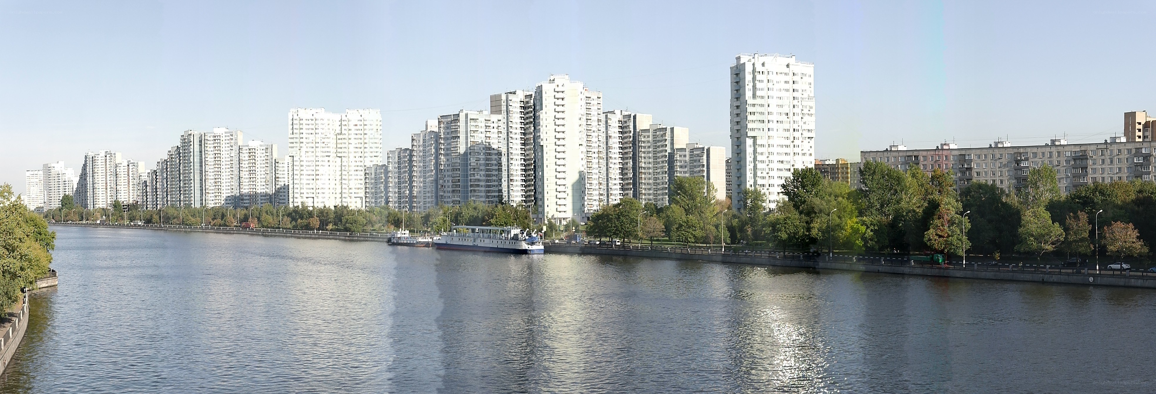 Riverfront cityscape with high-rises