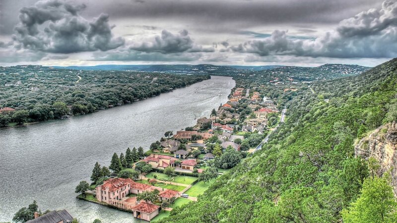 Riverfront Houses on Hillside